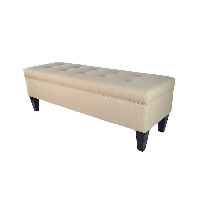 Button Tufted Long Storage Bench Ottoman