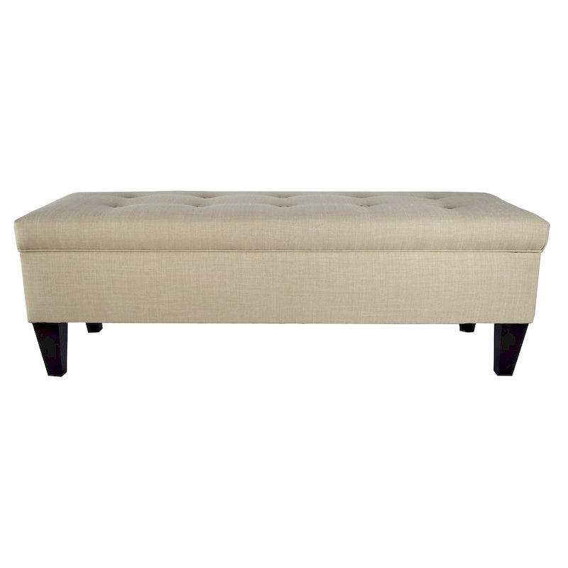 Button Tufted Long Storage Bench Ottoman