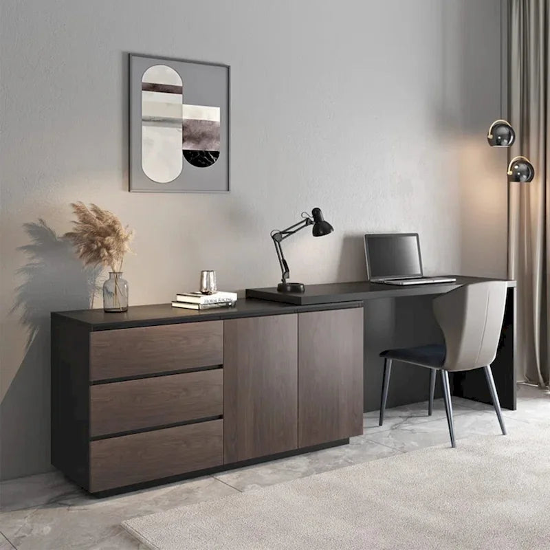 Home Office Expandable Desk with Drawers for Storage