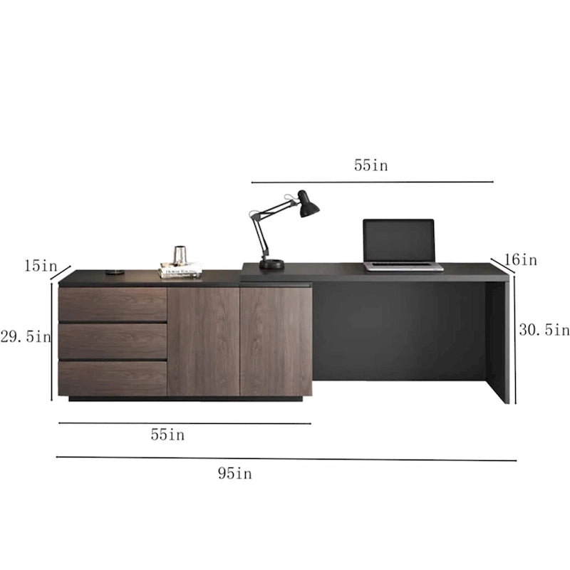 Home Office Expandable Desk with Drawers for Storage