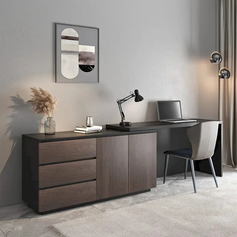 Home Office Expandable Desk with Drawers for Storage