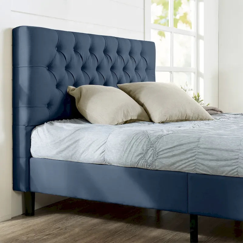 Upholstered Button-Tufted Platform Bed Frame