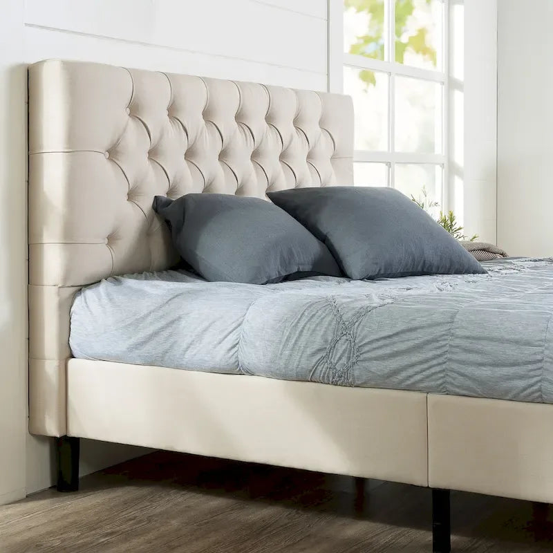 Upholstered Button-Tufted Platform Bed Frame