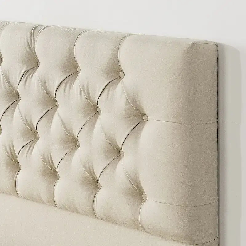 Upholstered Button-Tufted Platform Bed Frame