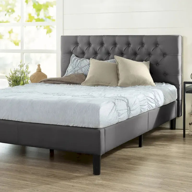 Upholstered Button-Tufted Platform Bed Frame