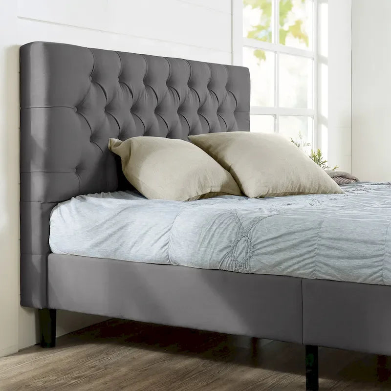 Upholstered Button-Tufted Platform Bed Frame