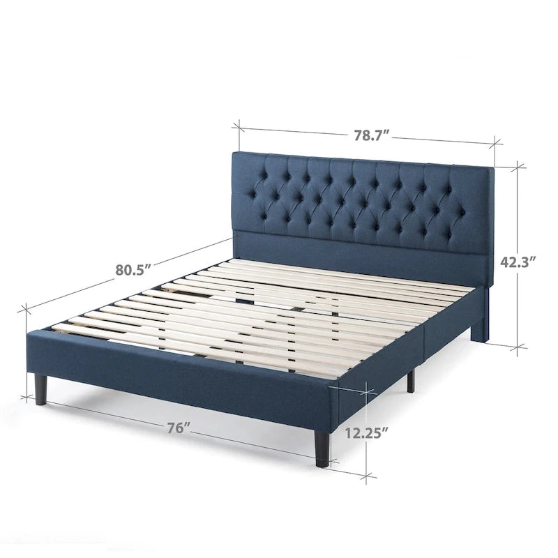 Upholstered Button-Tufted Platform Bed Frame