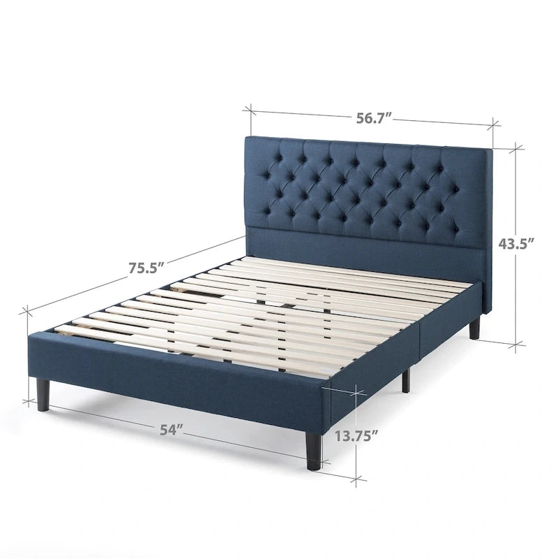 Upholstered Button-Tufted Platform Bed Frame