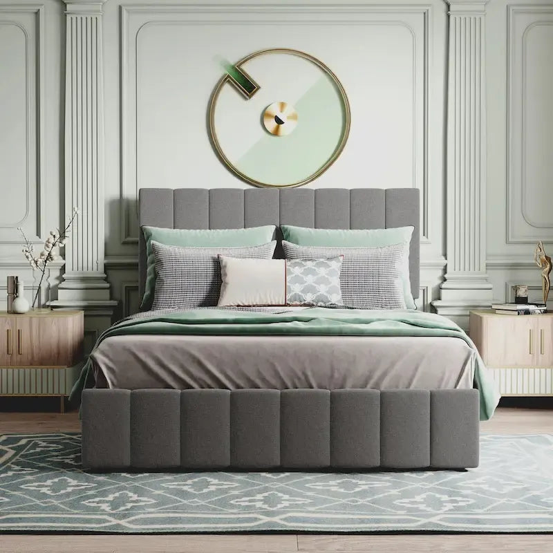 Upholstered Platform Bed with Hydraulic Storage System