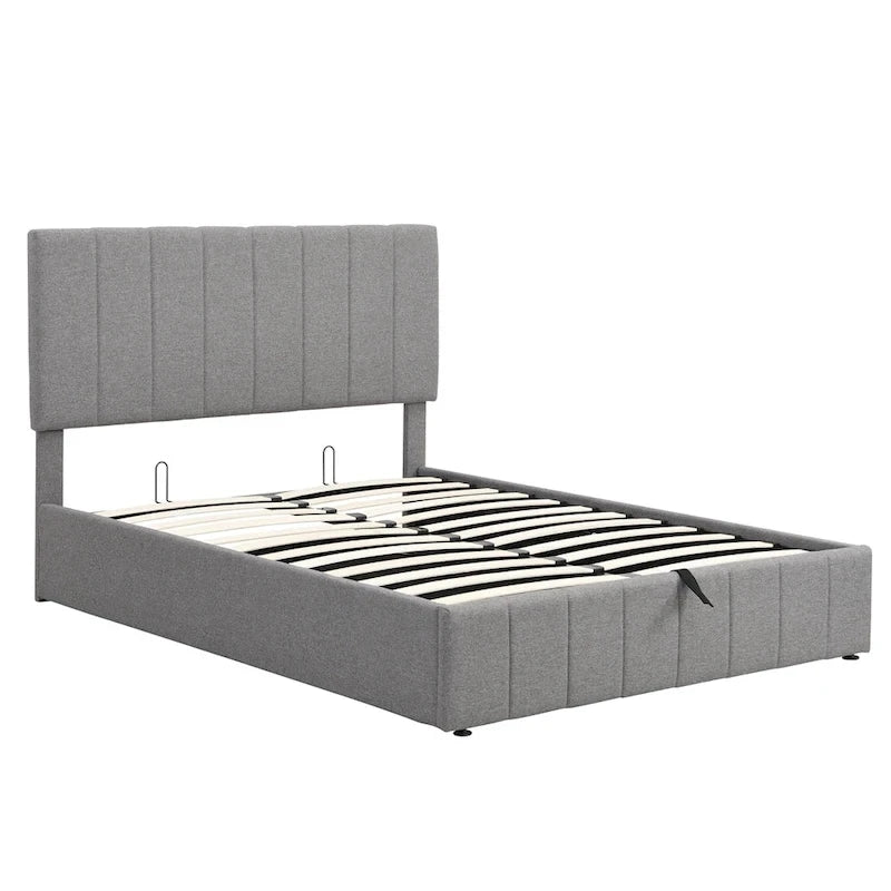 Upholstered Platform Bed with Hydraulic Storage System
