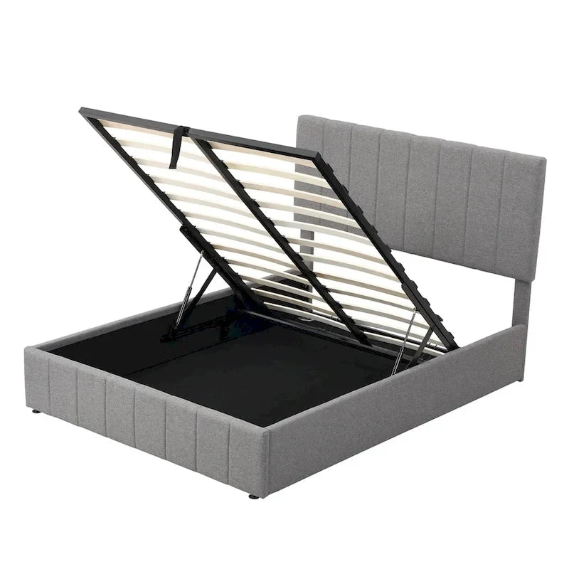 Upholstered Platform Bed with Hydraulic Storage System