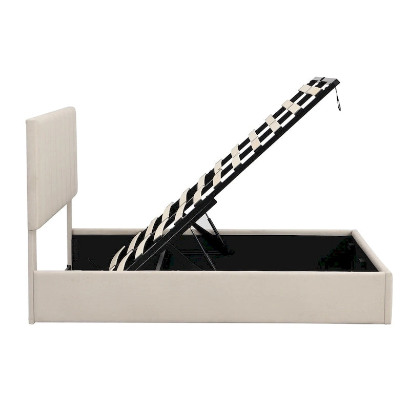 Upholstered Platform Bed with Hydraulic Storage System