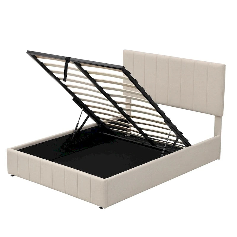 Upholstered Platform Bed with Hydraulic Storage System