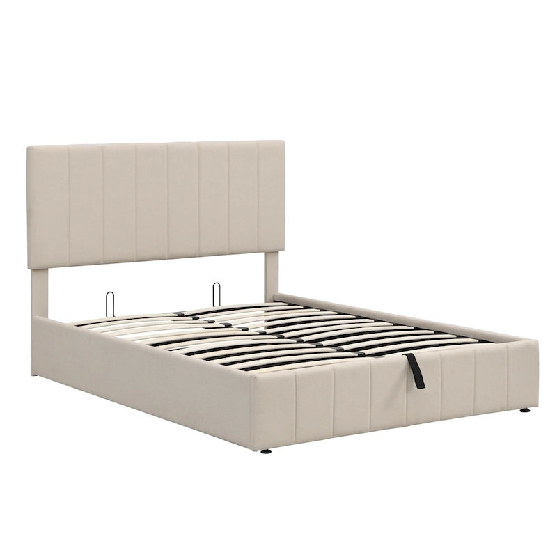 Upholstered Platform Bed with Hydraulic Storage System