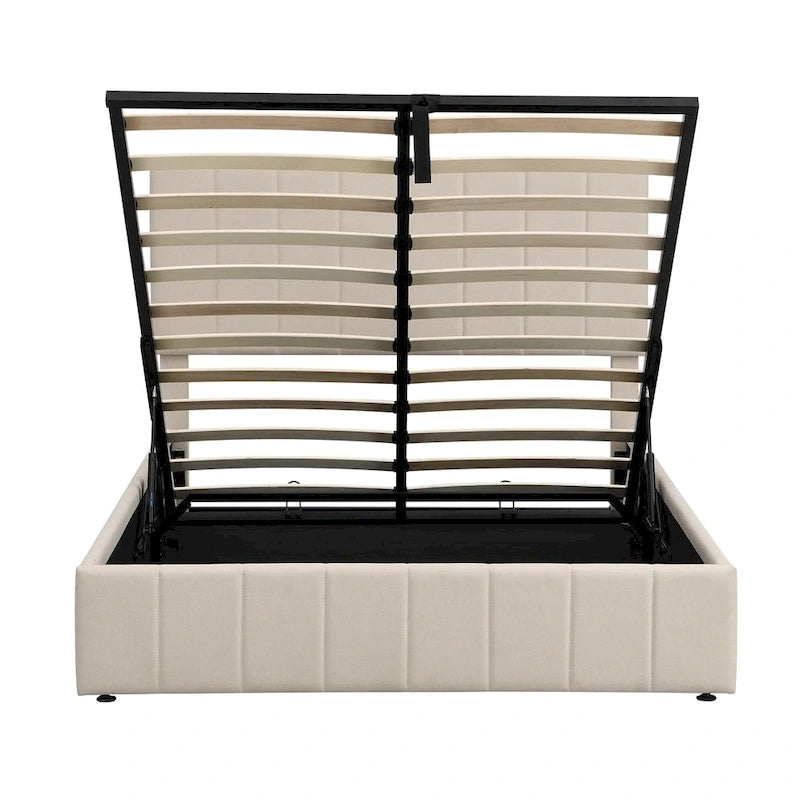 Upholstered Platform Bed with Hydraulic Storage System
