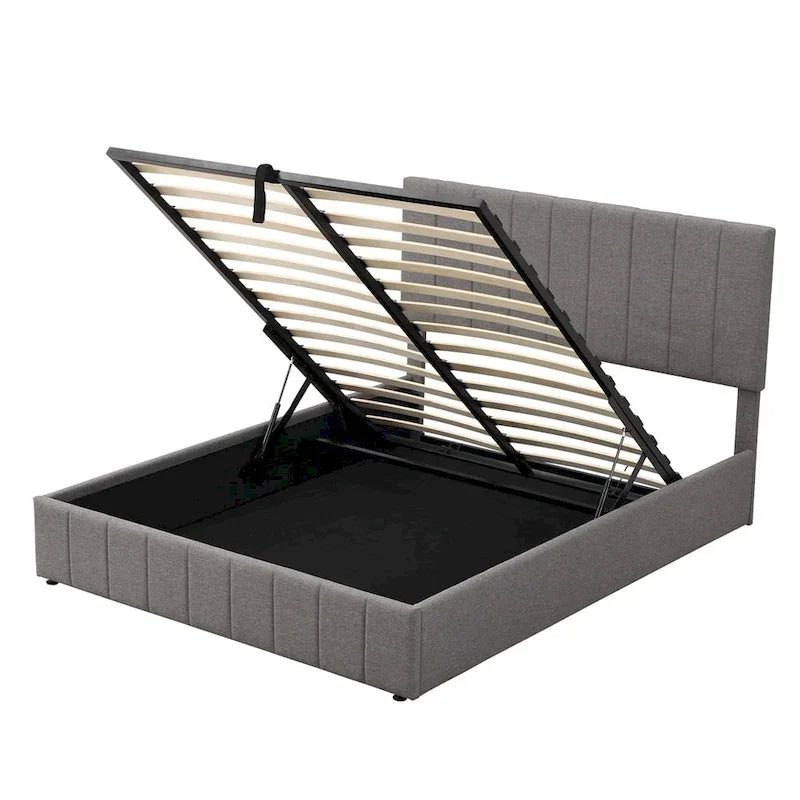 Upholstered Platform Bed with Hydraulic Storage System