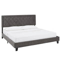 Velvet Fabric Platform Bed, Modern Style
