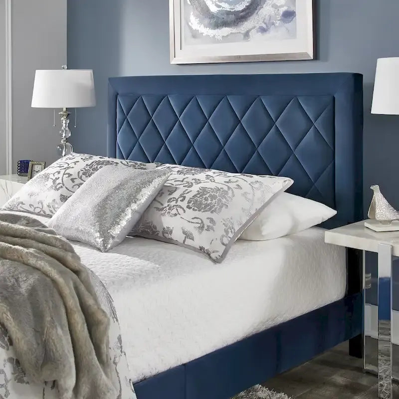 Velvet Fabric Platform Bed, Modern Style