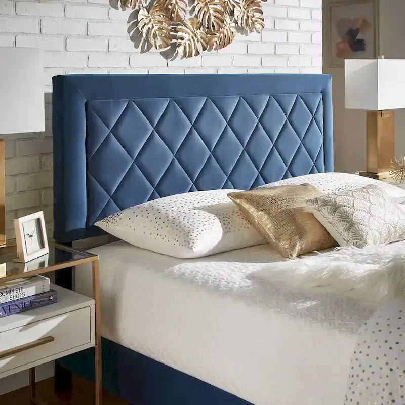 Velvet Fabric Platform Bed, Modern Style