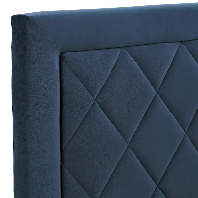 Velvet Fabric Platform Bed, Modern Style