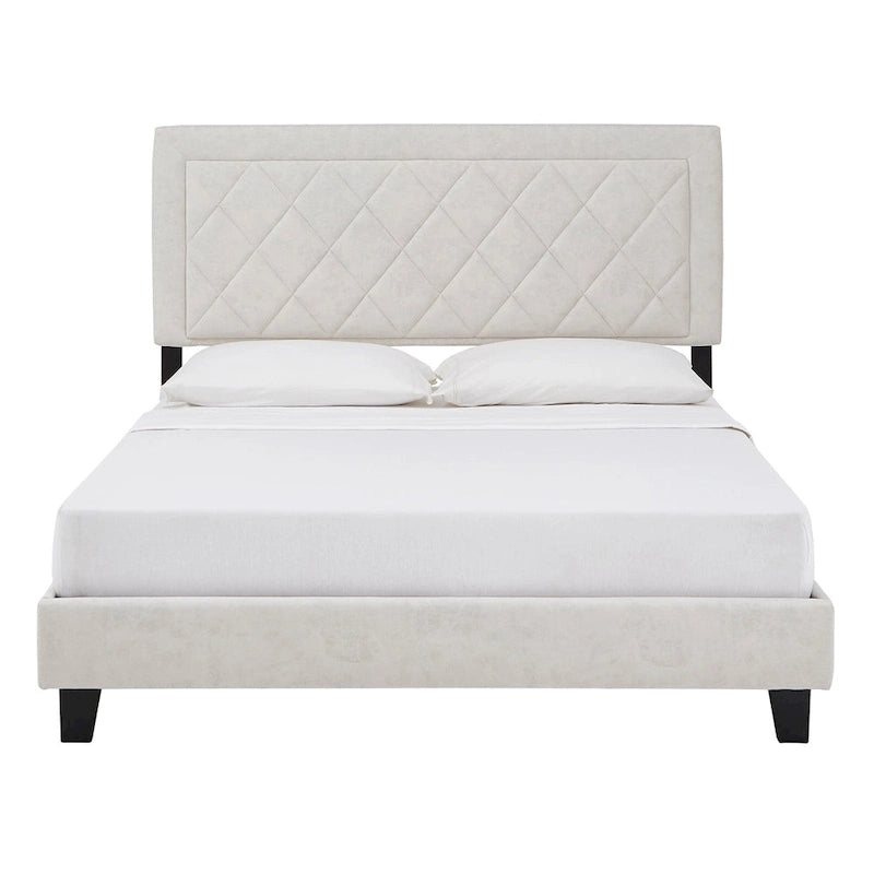 Velvet Fabric Platform Bed, Modern Style