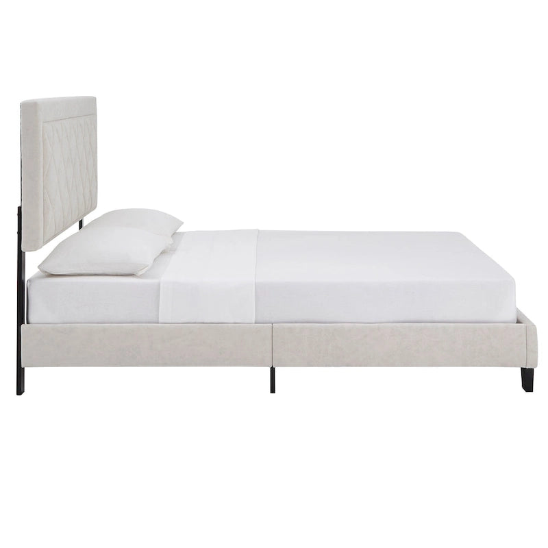 Velvet Fabric Platform Bed, Modern Style