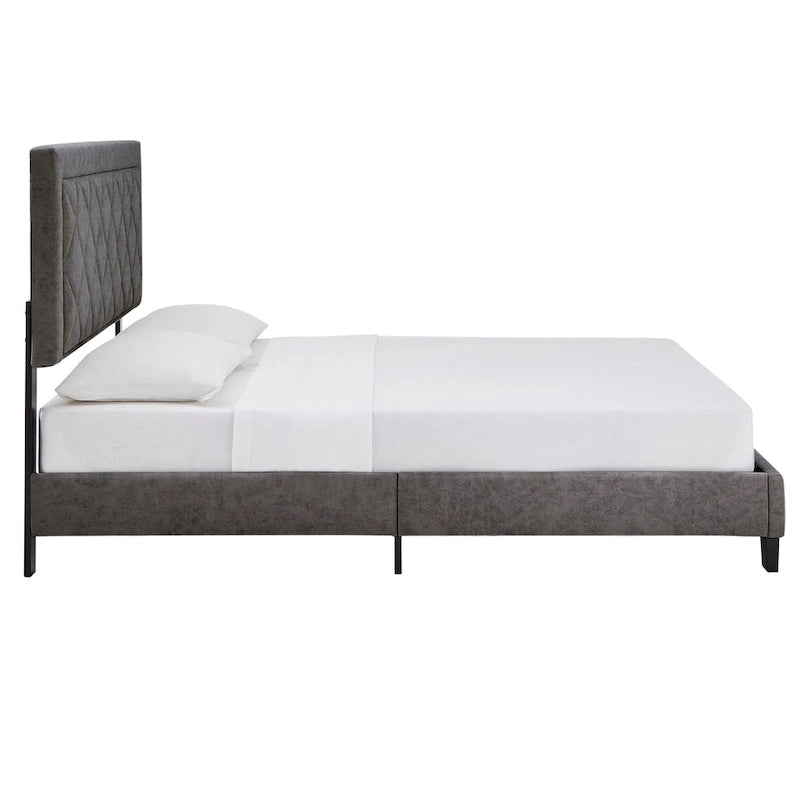 Velvet Fabric Platform Bed, Modern Style