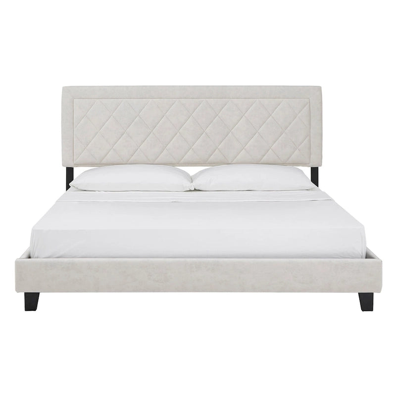 Velvet Fabric Platform Bed, Modern Style