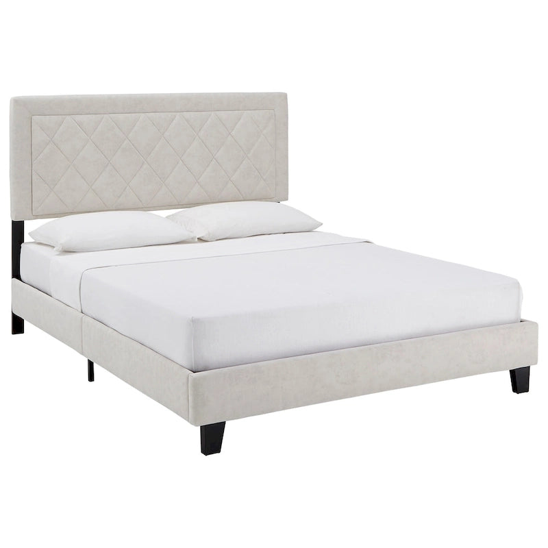 Velvet Fabric Platform Bed, Modern Style