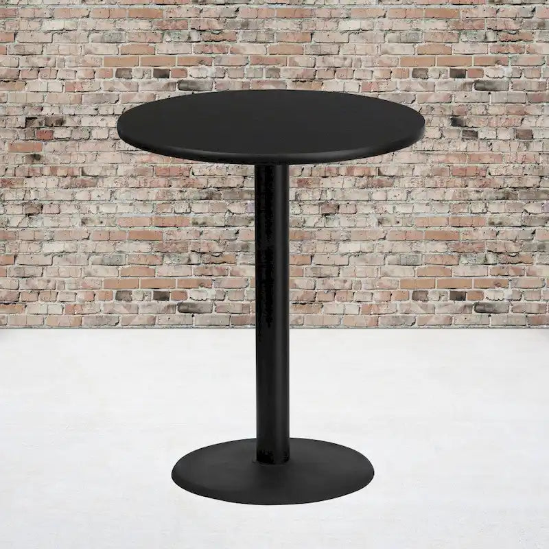 36 Inch Round Laminate Table Top with 24 Inch Round Bar Height Base