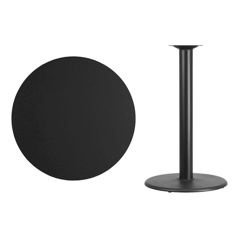36 Inch Round Laminate Table Top with 24 Inch Round Bar Height Base