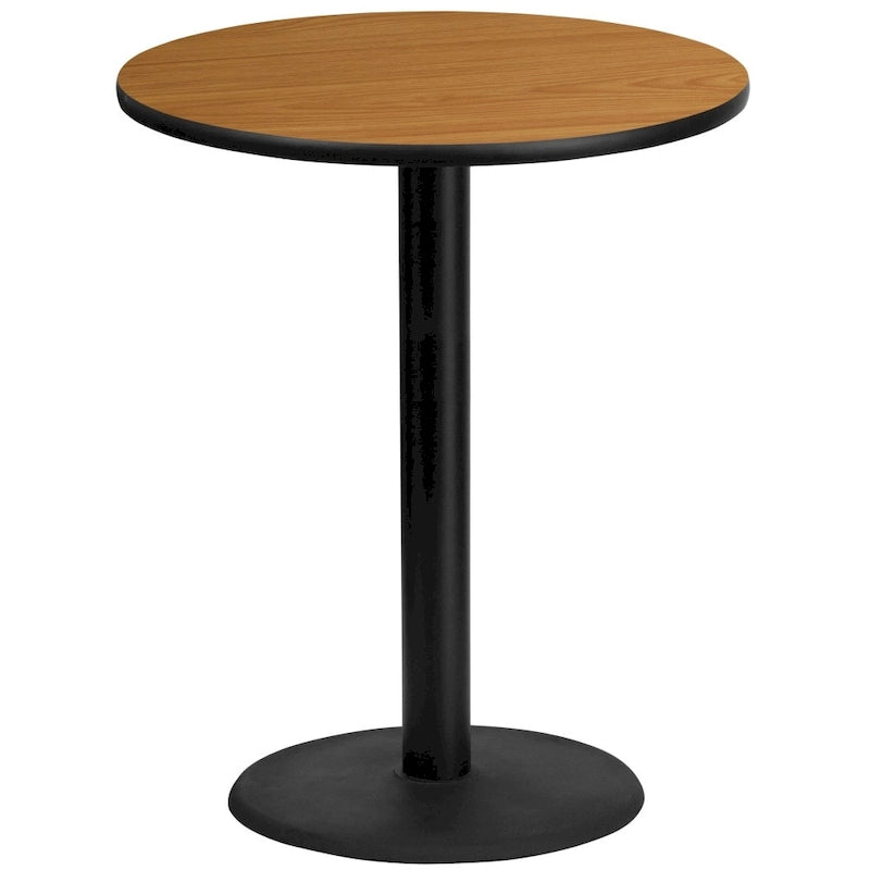 36 Inch Round Laminate Table Top with 24 Inch Round Bar Height Base