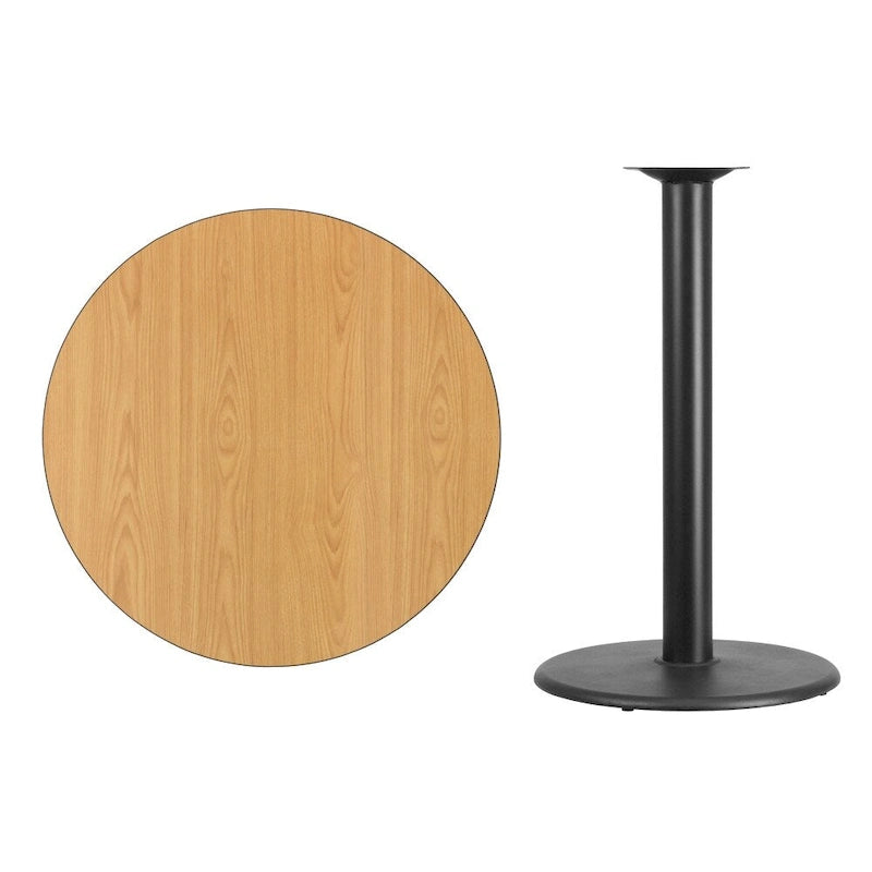 36 Inch Round Laminate Table Top with 24 Inch Round Bar Height Base