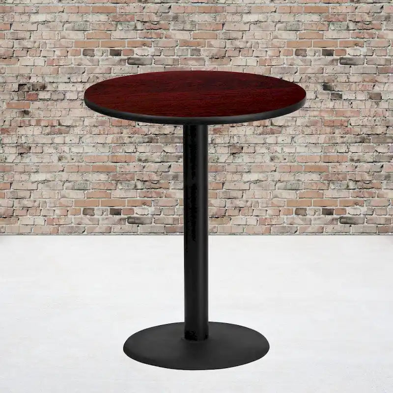 36 Inch Round Laminate Table Top with 24 Inch Round Bar Height Base