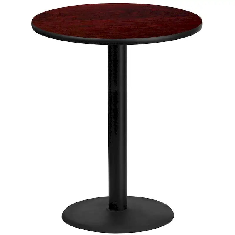 36 Inch Round Laminate Table Top with 24 Inch Round Bar Height Base