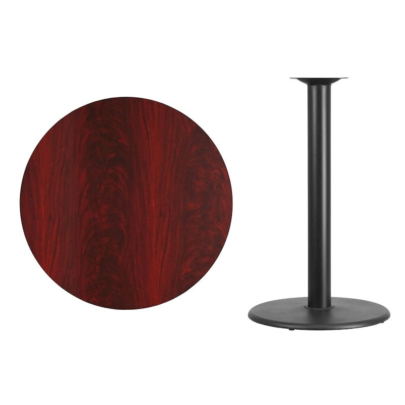 36 Inch Round Laminate Table Top with 24 Inch Round Bar Height Base