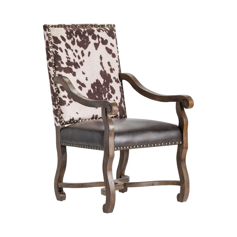 Bonded Leather and Faux Cowhide Accent Chair - 30 x 24 x 42 Inches