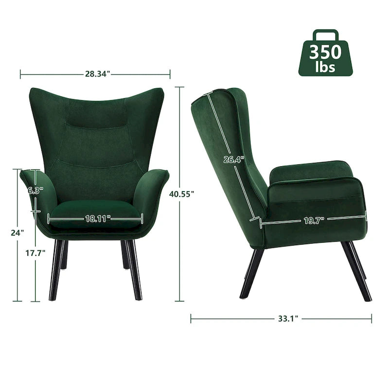 Upholstered Wingback Accent Chair - 40.55 H x 28.34 W x 33.1 D Inches