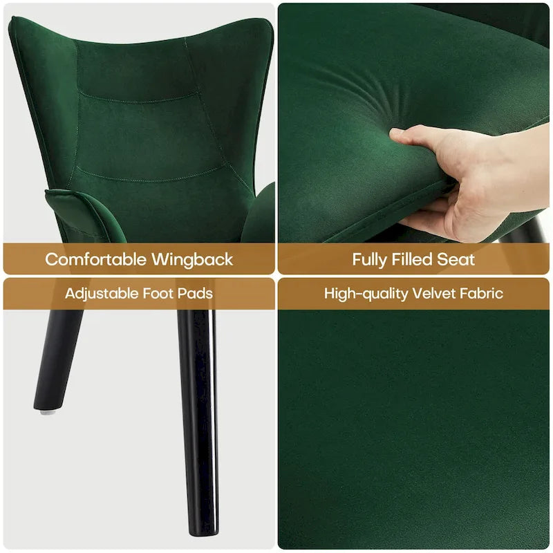 Upholstered Wingback Accent Chair - 40.55 H x 28.34 W x 33.1 D Inches