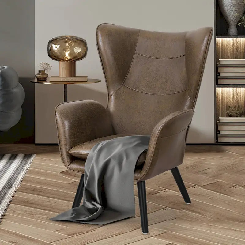 Upholstered Wingback Accent Chair - 40.55 H x 28.34 W x 33.1 D Inches