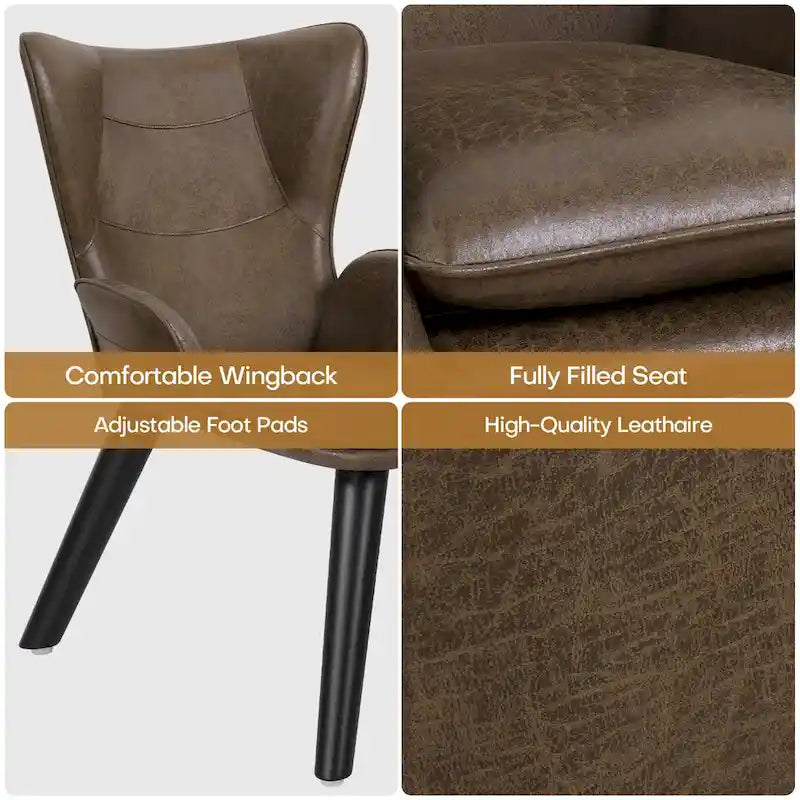 Upholstered Wingback Accent Chair - 40.55 H x 28.34 W x 33.1 D Inches