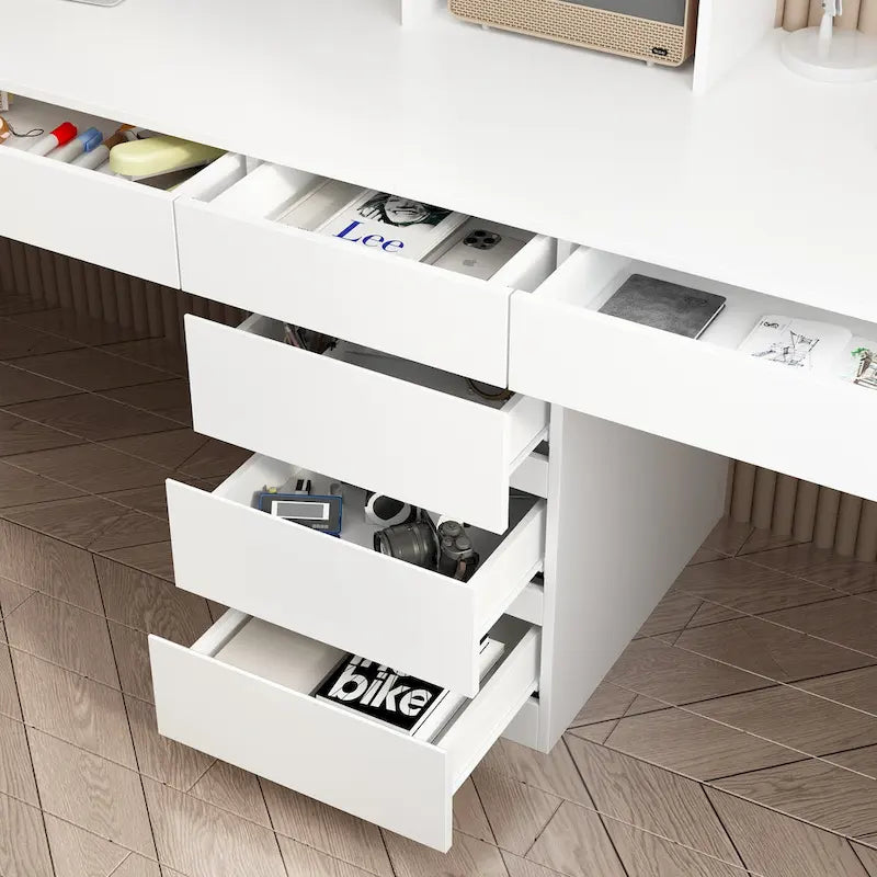 Work and Play Desk with Shelving for Gamers and Professionals