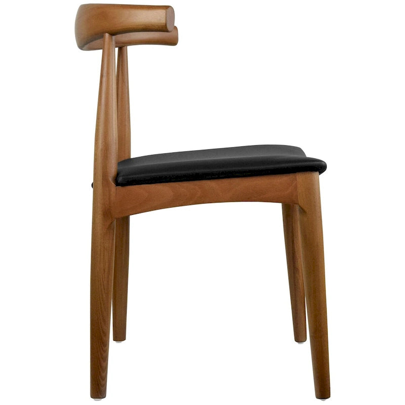 Solid Wood PU Leather Cushion Dining Chair with Padded Seat