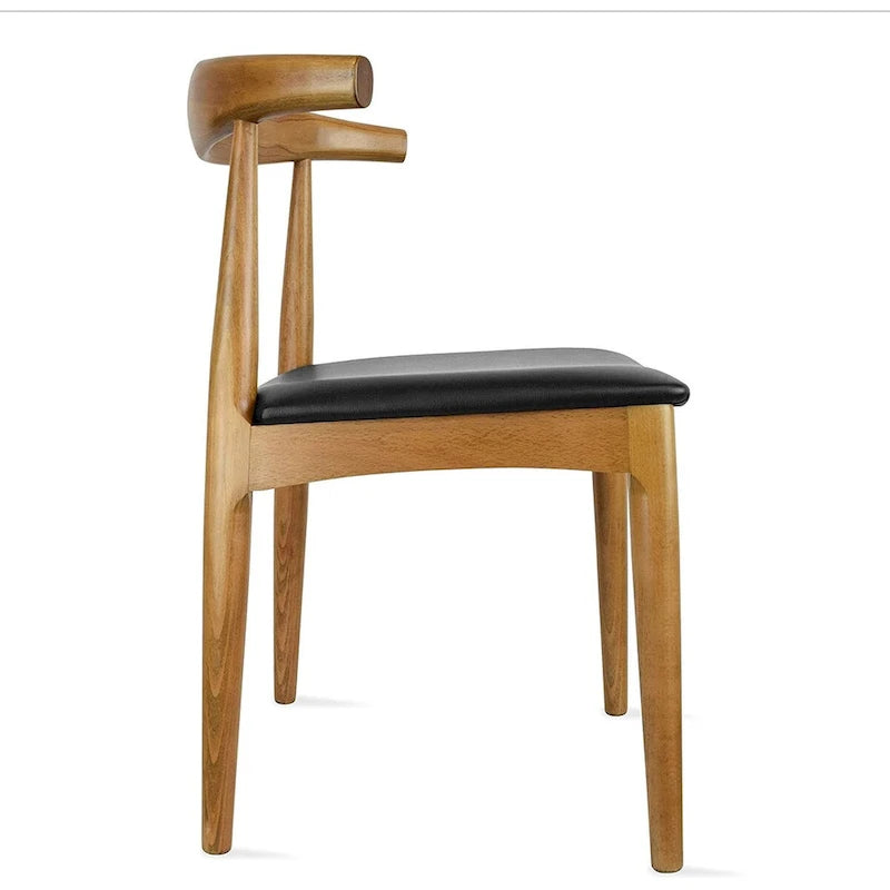 Solid Wood PU Leather Cushion Dining Chair with Padded Seat