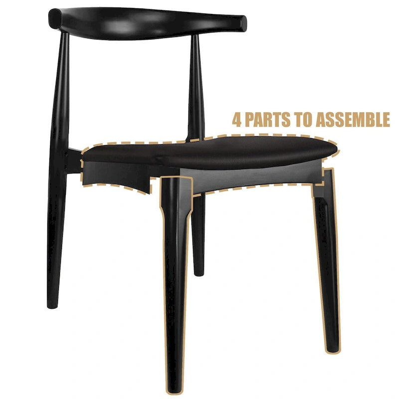 Solid Wood PU Leather Cushion Dining Chair with Padded Seat