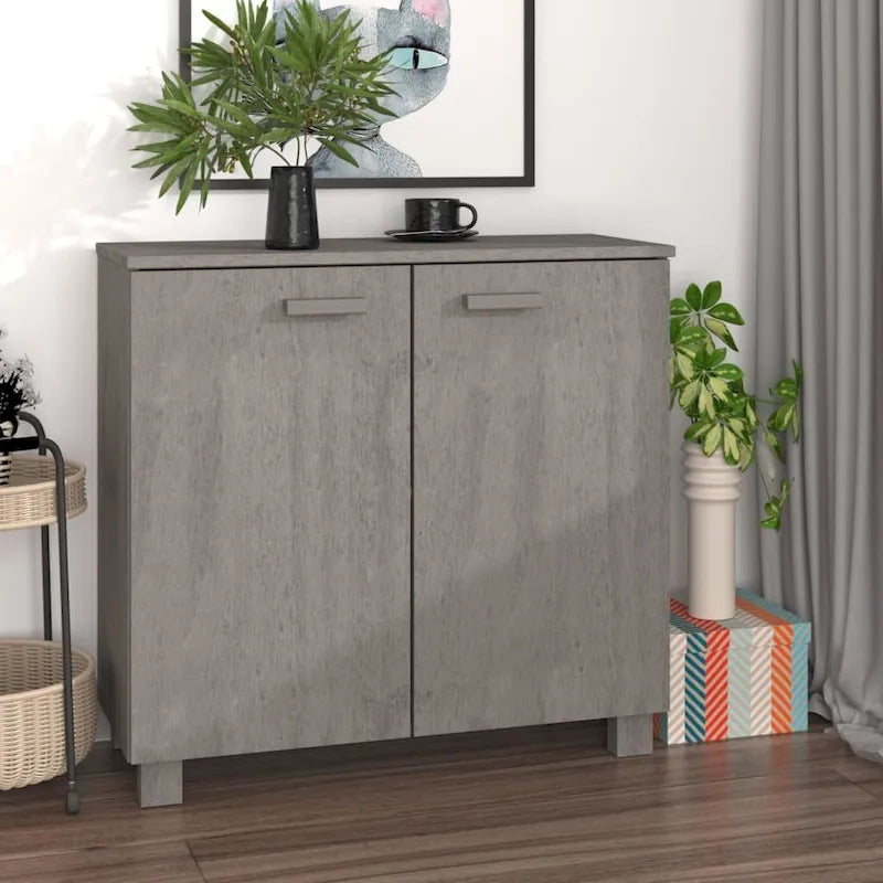 Solid Pine Wood Sideboard Buffet Cabinet with 2 Doors - 33.5 x 13.8 x 31.5 Inches