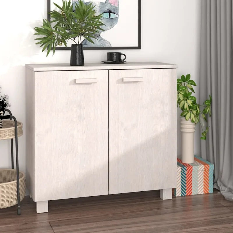 Solid Pine Wood Sideboard Buffet Cabinet with 2 Doors - 33.5 x 13.8 x 31.5 Inches