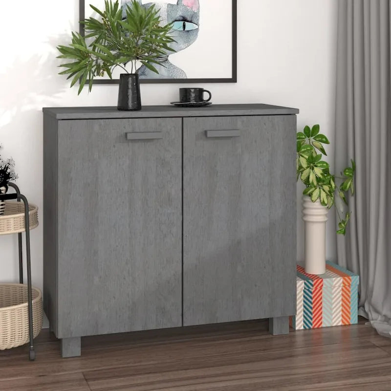 Solid Pine Wood Sideboard Buffet Cabinet with 2 Doors - 33.5 x 13.8 x 31.5 Inches