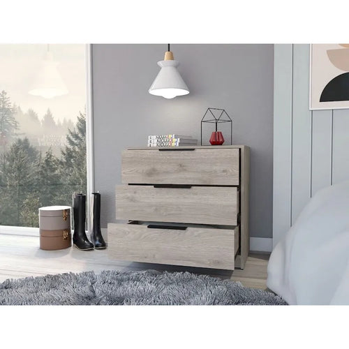 3 Drawer Dresser with Light Gray Finish
