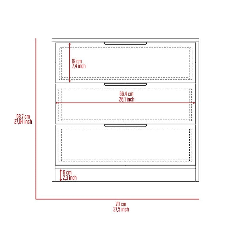 3 Drawer Dresser with Light Gray Finish